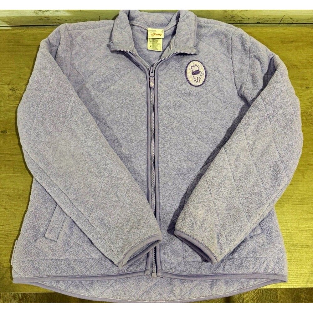 Y2K Disney Store Winnie the Pooh Purple Quilted Fleece Zip Jacket Adult Size M
